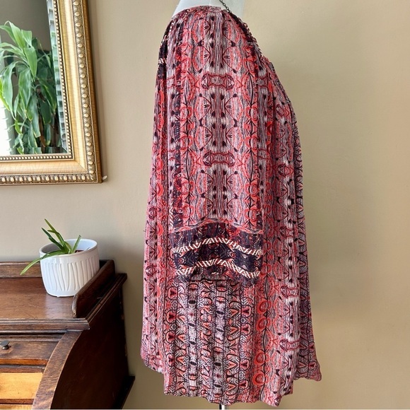 Anthropologie Bhanuni by Jyoti Aleksa Tunic Blouse Split Tie Neck A-Line Swing L - Picture 10 of 14